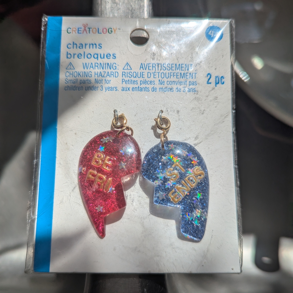 Creatology New Oversized Best Friends Bff Glitter Charms Set For Jewelry Making